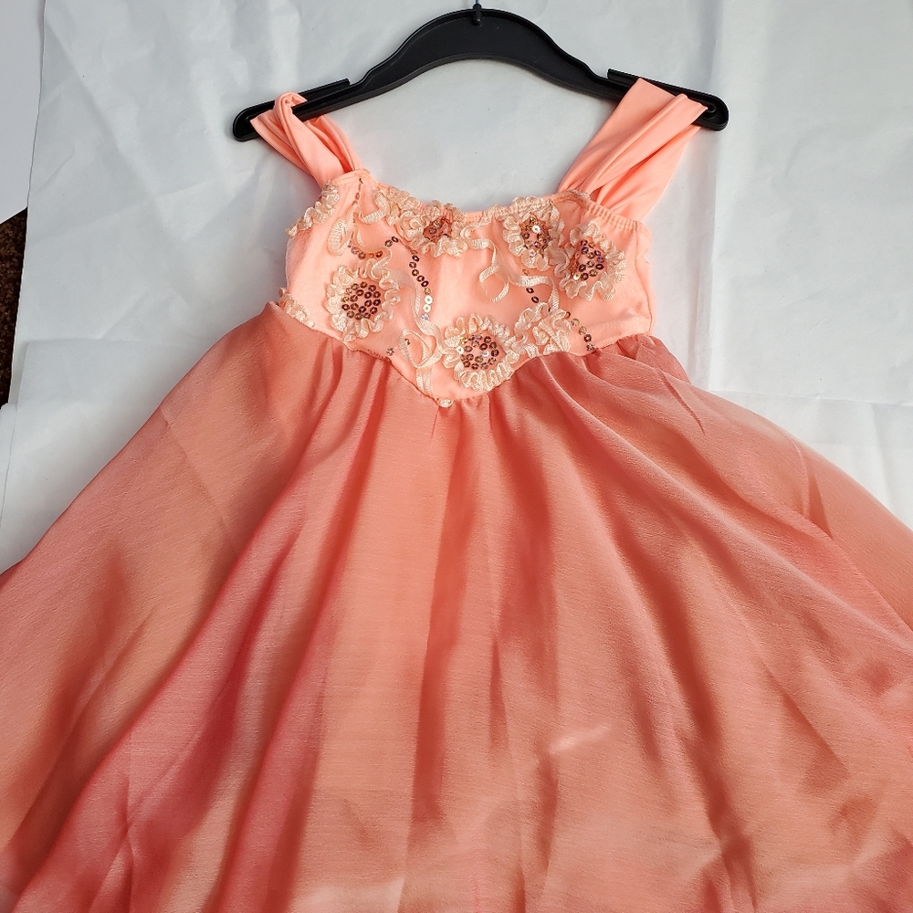 Girls dance costume small peach/coral